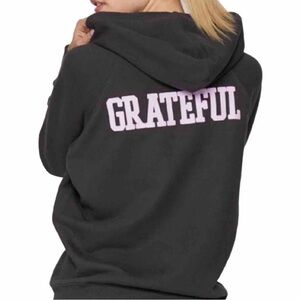Spiritual Gangster Grateful Women’s Charcoal Grey Cotton Hoodie Size Small